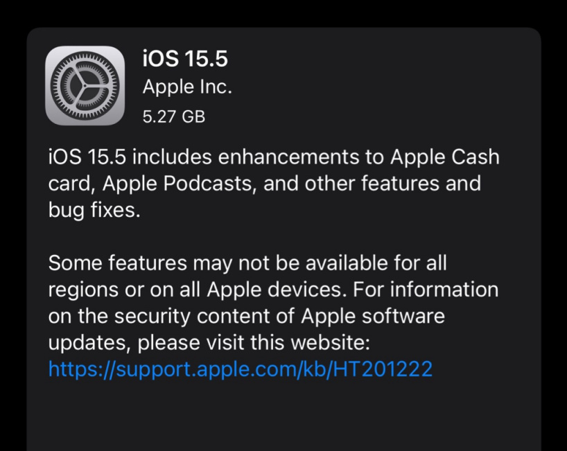 榆中苹果手机维修分享iOS 15.5 RC版更新内容及升级方法 